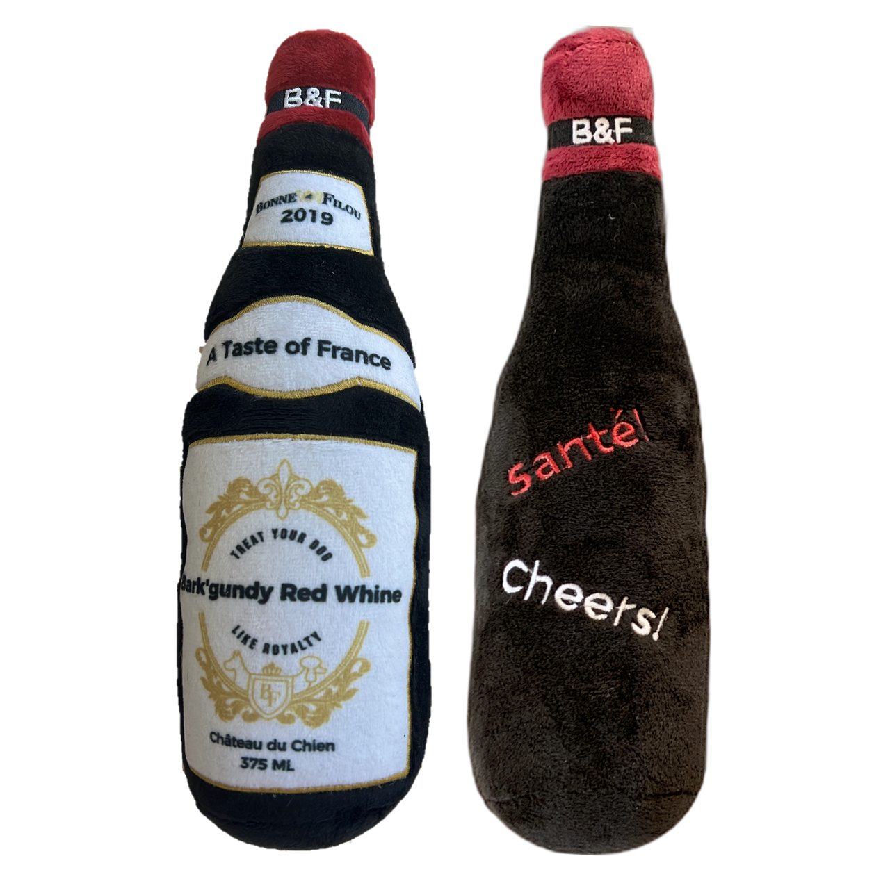 Wine Bottle Squeaky Dog Plush Toy (Bark'gundy Red Whine)