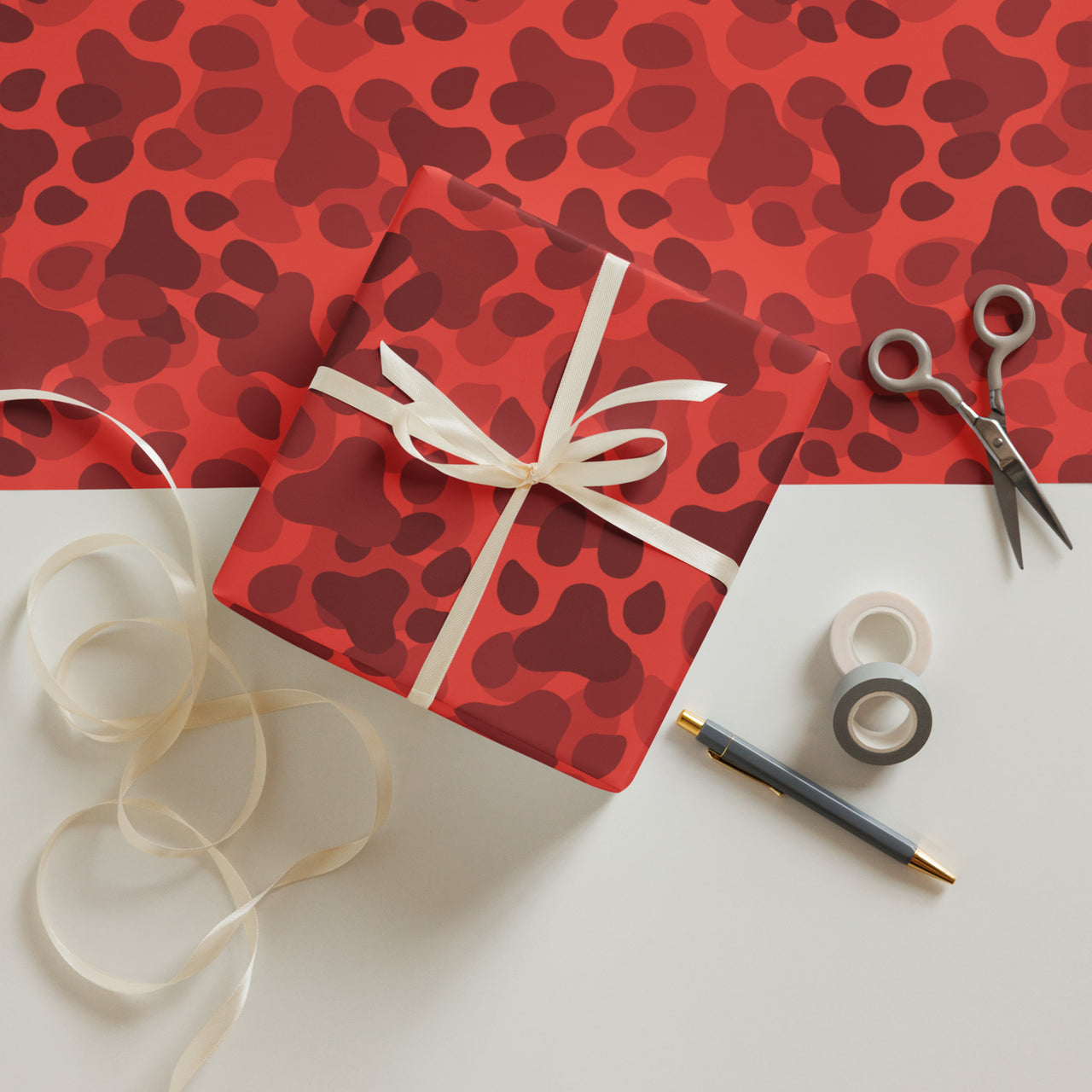 Paw Print Camo Wrapping Paper Sheets – Beer Paws