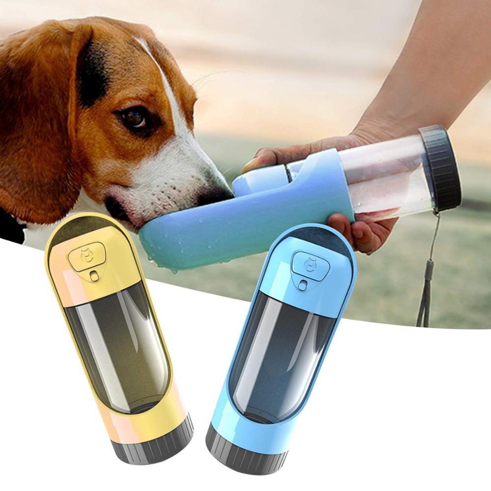 Dog Cat Water Bottle Dispenser Portable Travel Pet Drinking Feeder Tray &  Filter
