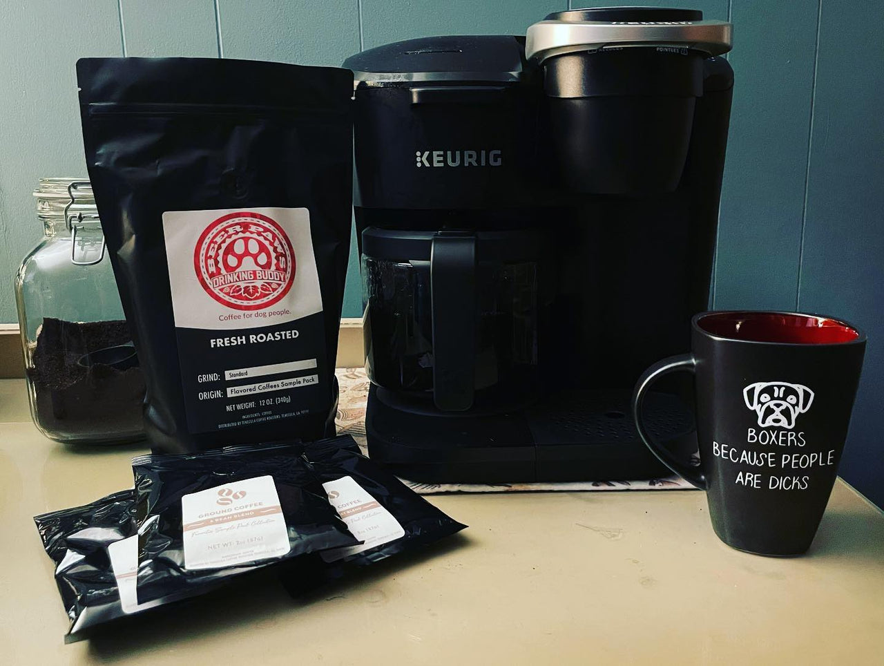 Flavored Coffees Sample Pack: French Vanilla, Hazelnut, Cinnabun, Caramel, Mocha, Cinnamon Hazelnut